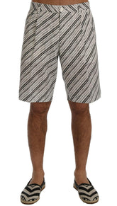 Dolce & Gabbana White Black Striped Casual Shorts -   -  Dolce & Gabbana.